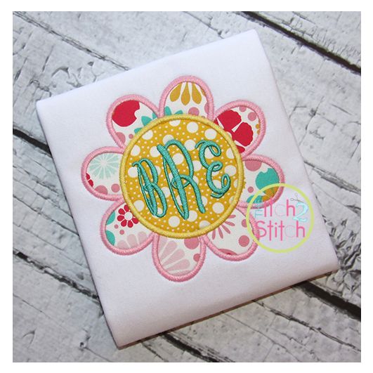 Flower Monogram 2 Applique | Machine Embroidery Designs by JuJu