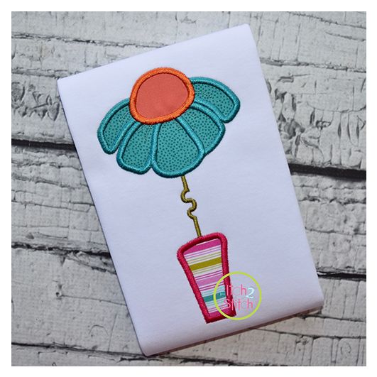 Flower Vase Applique | Machine Embroidery Designs by JuJu