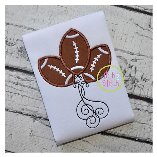 Football Balloons Applique | Machine Embroidery Designs by JuJu
