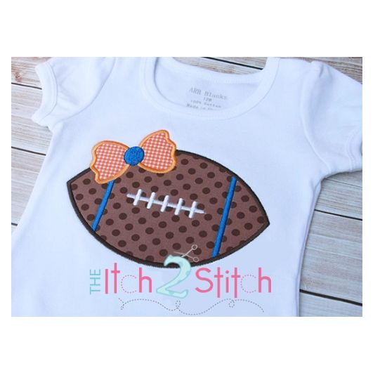 Football Bow Applique | Machine Embroidery Designs by JuJu