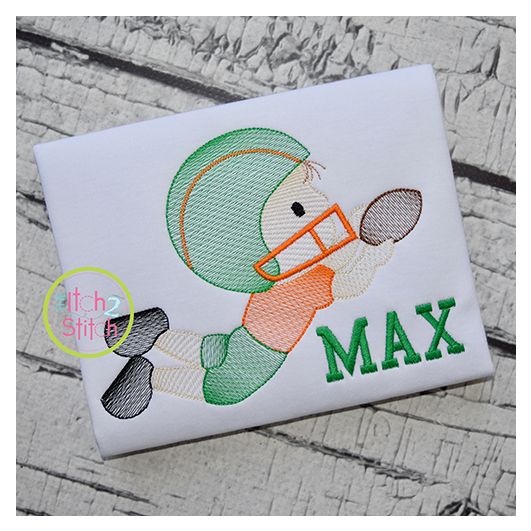 Football Boy Catching Sketch Embroidery | Machine Embroidery Designs by JuJu
