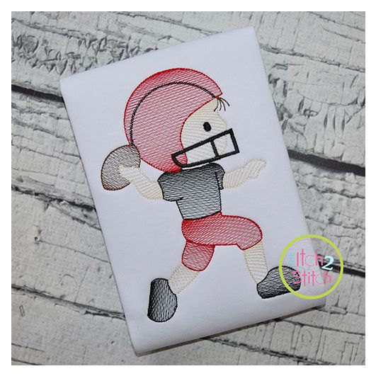 Football Boy Throwing Sketch Embroidery | Machine Embroidery Designs by JuJu