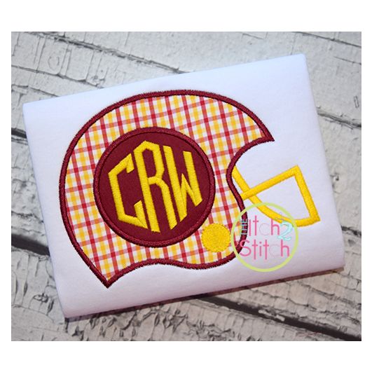 Football Helmet Monogram Applique | Machine Embroidery Designs by JuJu
