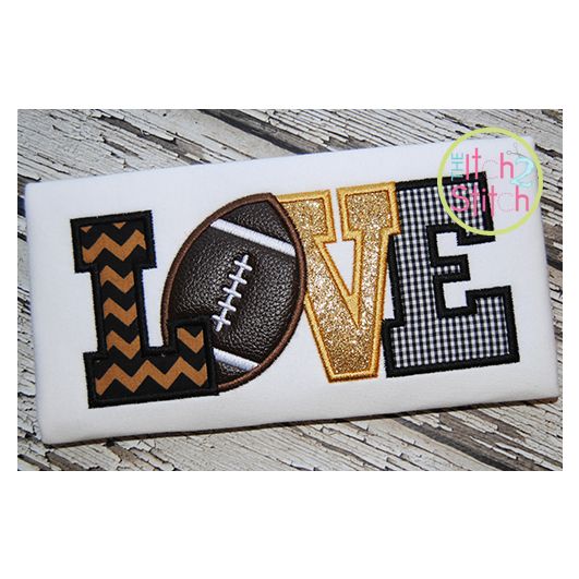 Football Love 2 Applique | Machine Embroidery Designs by JuJu