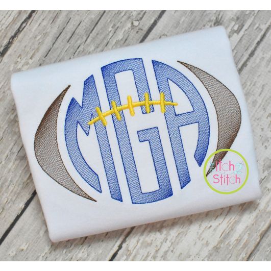 Football Monogram Frame Sketch Embroidery | Machine Embroidery Designs by JuJu