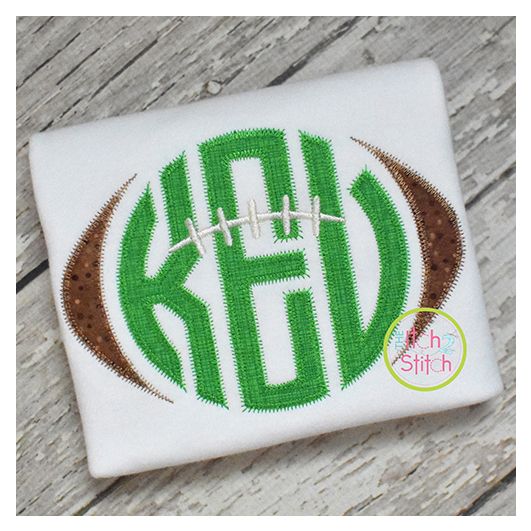 Football Monogram Frame Zig Zag Applique | Machine Embroidery Designs by JuJu