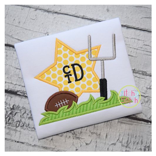 Football Star Goal Post Applique | Machine Embroidery Designs by JuJu