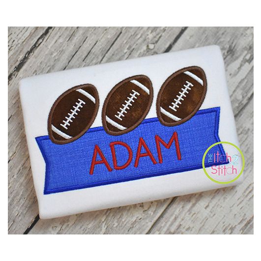 Football Trio Banner Applique Design | Machine Embroidery Designs by JuJu