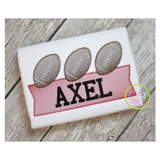 Football Trio Banner Sketch | Machine Embroidery Designs by JuJu