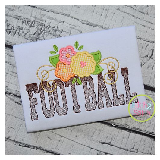 Football Word Flowers Applique | Machine Embroidery Designs by JuJu