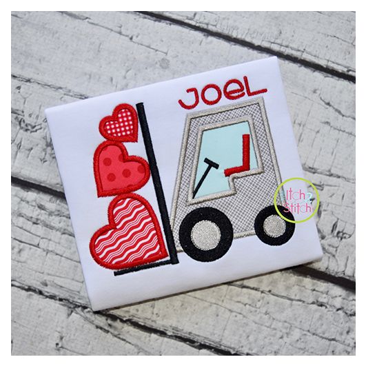 Forklift Hearts Applique | Machine Embroidery Designs by JuJu