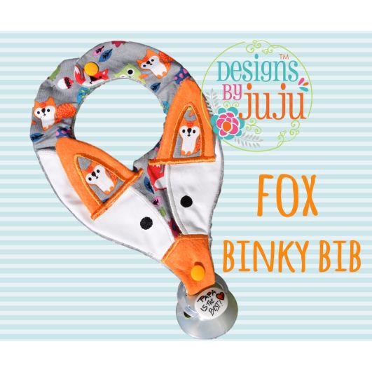 Fox Binky Bib | Machine Embroidery Designs by JuJu