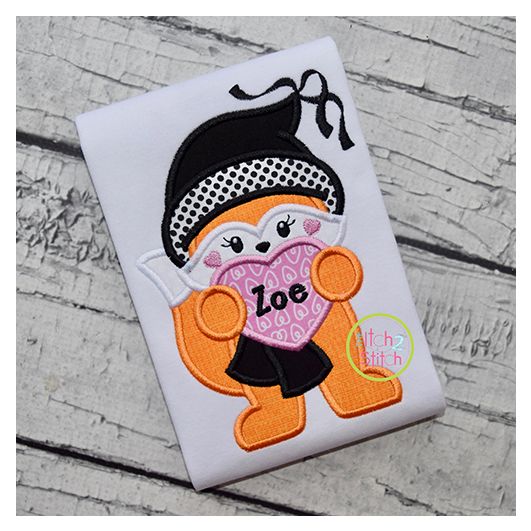 Fox Holding Heart Girl Applique | Machine Embroidery Designs by JuJu