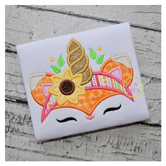 Fox Unicorn Horn Applique | Machine Embroidery Designs by JuJu