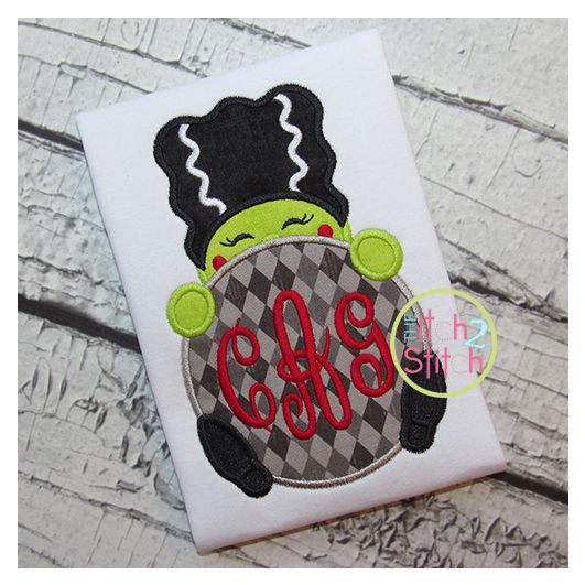Frankenstein Bride Peeker Applique | Machine Embroidery Designs by JuJu
