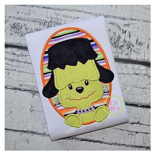 Frankie Dog Oval Applique | Machine Embroidery Designs by JuJu