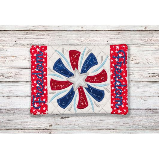 ITH Patriotic Freedom Mug Rug | Machine Embroidery Designs by JuJu