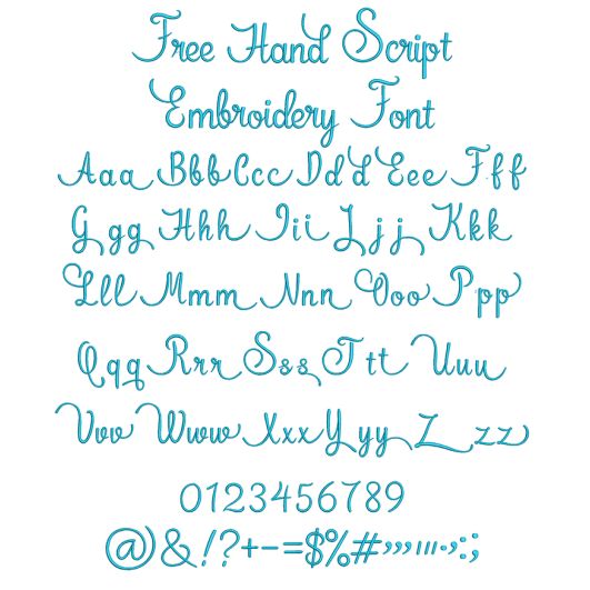 Free Hand Script Embroidery Font | Machine Embroidery Designs by JuJu