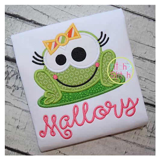 Frog Girl Applique | Machine Embroidery Designs by JuJu