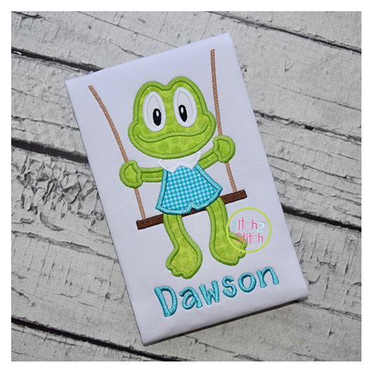 Froggie in the Swing Boy Applique | Machine Embroidery Designs by JuJu
