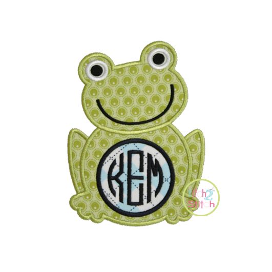 Frog Monogram Applique Frame | Machine Embroidery Designs by JuJu