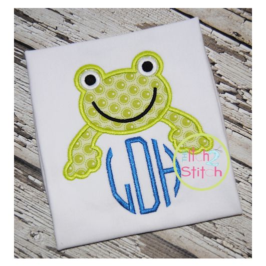 Frog Monogram Topper Applique | Machine Embroidery Designs by JuJu