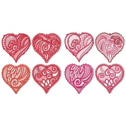 Free Standing Lace Hearts 2 Machine Embroidery Designs by JuJu