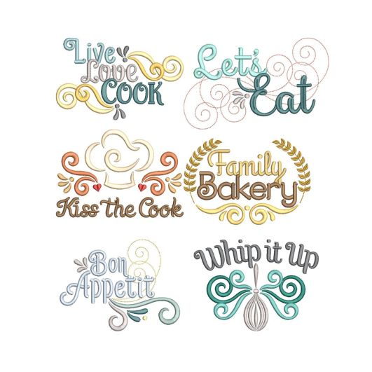 Fun Kitchen Swirls Machine Embroidery Designs by JuJu
