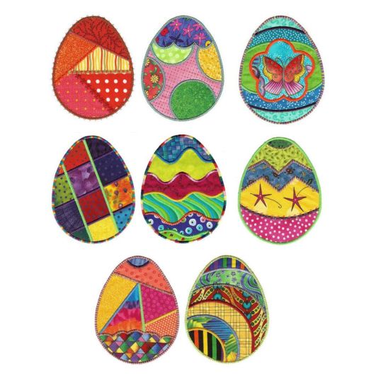 Fun n Funky Easter Eggs Applique Machine Embroidery Designs by JuJu 