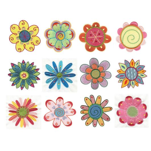My Funky Garden Flowers Machine Embroidery Designs by JuJu
