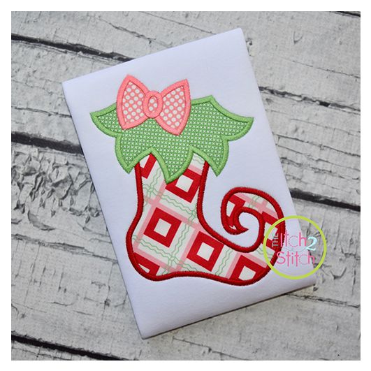 Funky Girl Stocking Applique | Machine Embroidery Designs by JuJu