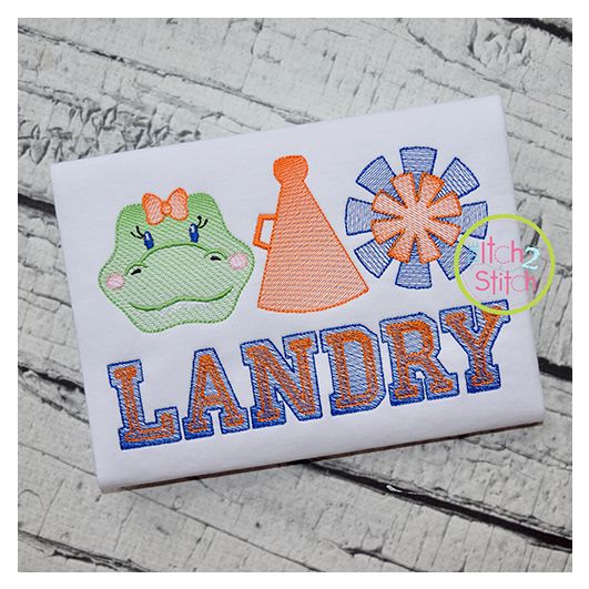 Gator Cheer Trio Sketch Embroidery | Machine Embroidery Designs by JuJu