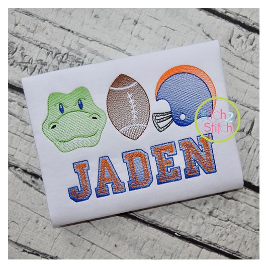 Gator Football Trio Sketch Embroidery | Machine Embroidery Designs by JuJu