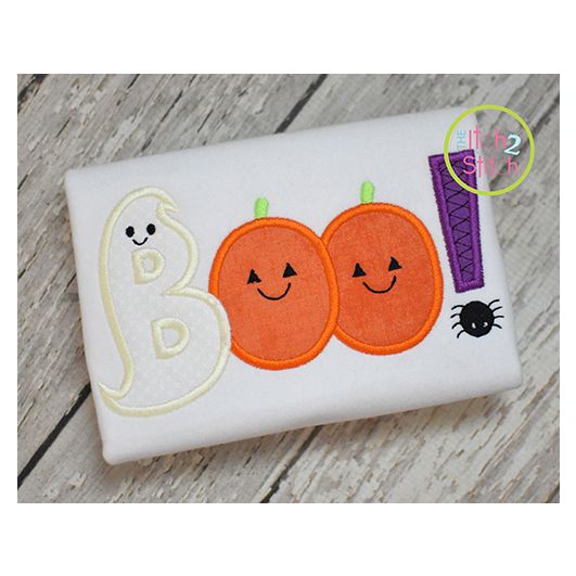 Ghost Boo Word Applique | Machine Embroidery Designs by JuJu