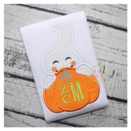 Ghost Boy Pumpkin Peeker Applique | Machine Embroidery Designs by JuJu