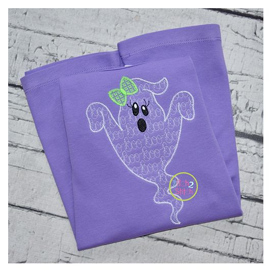 Ghost Girl Boo Motif Embroidery | Machine Embroidery Designs by JuJu