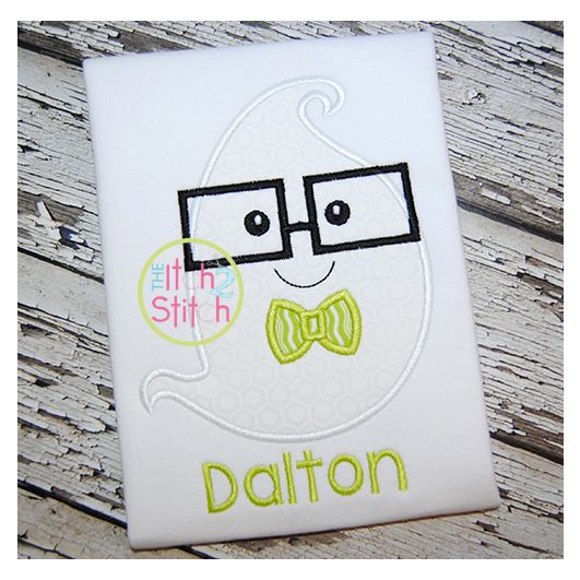 Ghost Glasses Boy Applique | Machine Embroidery Designs by JuJu