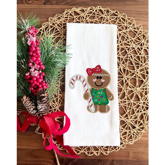 Gingerbread Girl Candy Cane Applique | Machine Embroidery Designs by JuJu