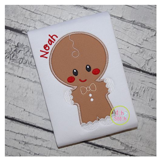 Fancy Gingerbread Boy Applique | Machine Embroidery Designs by JuJu