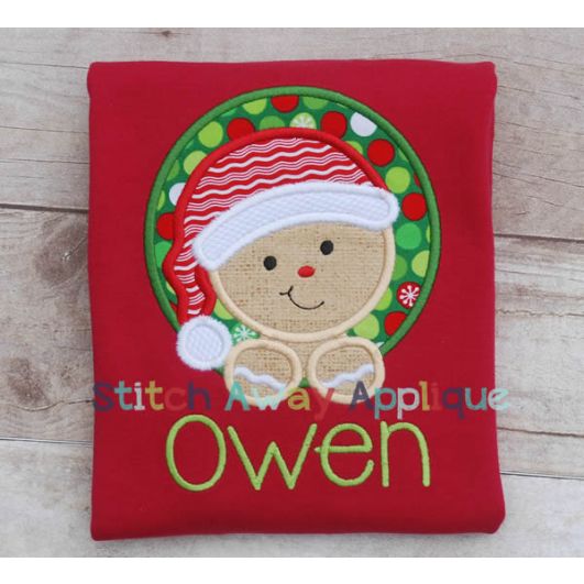 Ginger Boy Peeking | Machine Embroidery Designs by JuJu/ Stitch Away Applique 