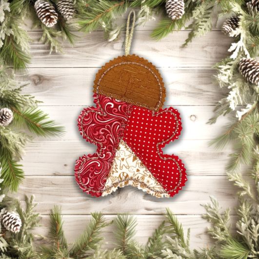 ITH Crazy Patch Ornament Gingerbread | Machine Embroidery Designs by JuJu