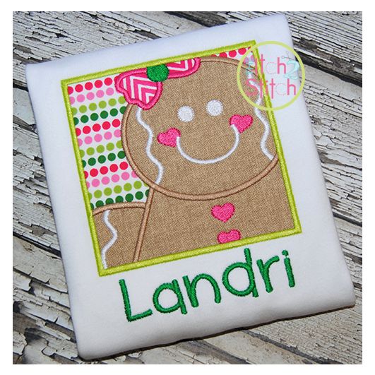 Gingerbread Box Girl Applique | Machine Embroidery Designs by JuJu