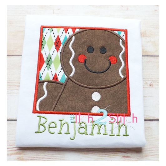 Gingerbread Box Boy Applique | Machine Embroidery Designs by JuJu