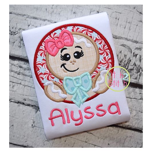Gingerbread Girl Circle Applique | Machine Embroidery Designs by JuJu