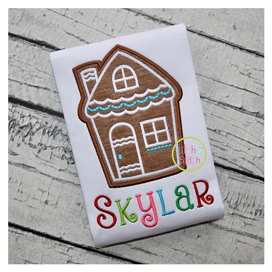 Gingerbread Cookie House Applique | Machine Embroidery Designs by JuJu