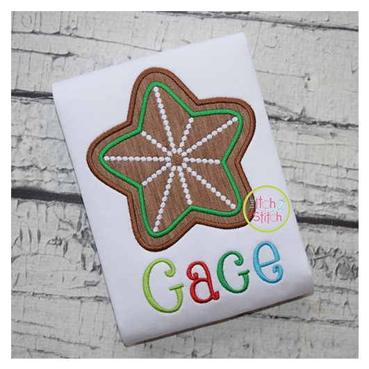 Gingerbread Cookie Star Applique | Machine Embroidery Designs by JuJu