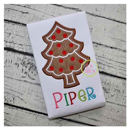 Gingerbread Cookie Tree Applique | Machine Embroidery Designs by JuJu