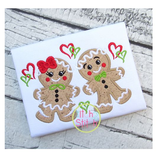 Gingerbread Couple Applique | Machine Embroidery Designs by JuJu