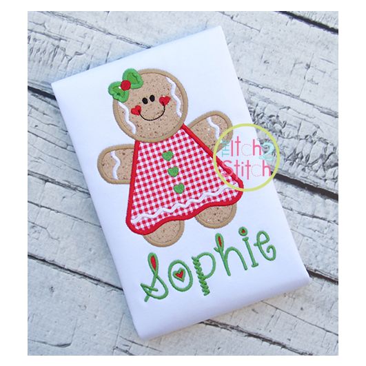 Gingerbread Girl Applique | Machine Embroidery Designs by JuJu