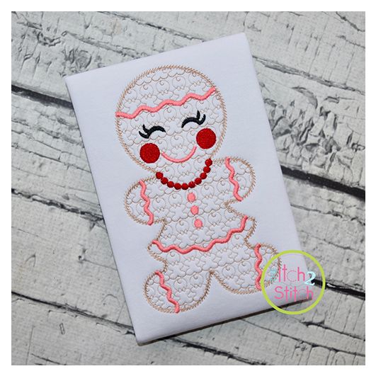Gingerbread Girl Motif Embroidery | Machine Embroidery Designs by JuJu